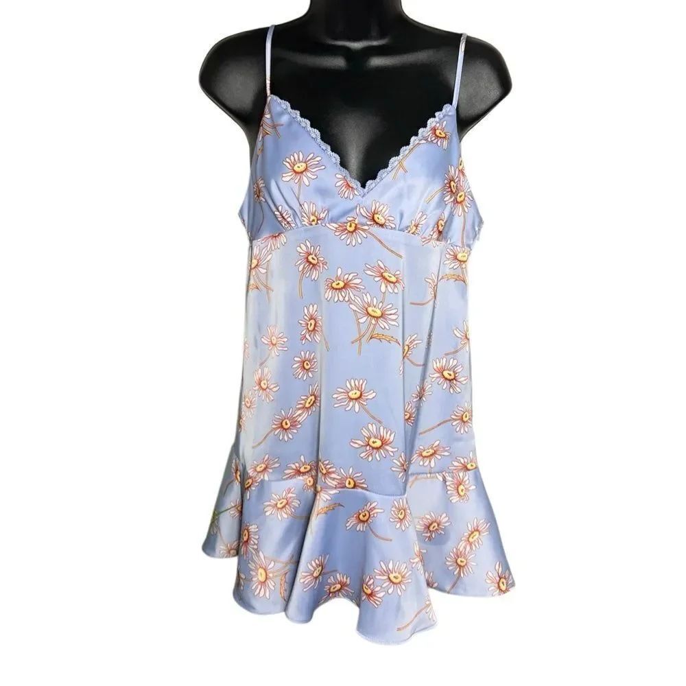 Kimchi Blue Urban Outfitters Satin Mini Floral Dress Size Medium - Picture 3 of 16